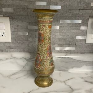 Vintage Brass Etched Vase